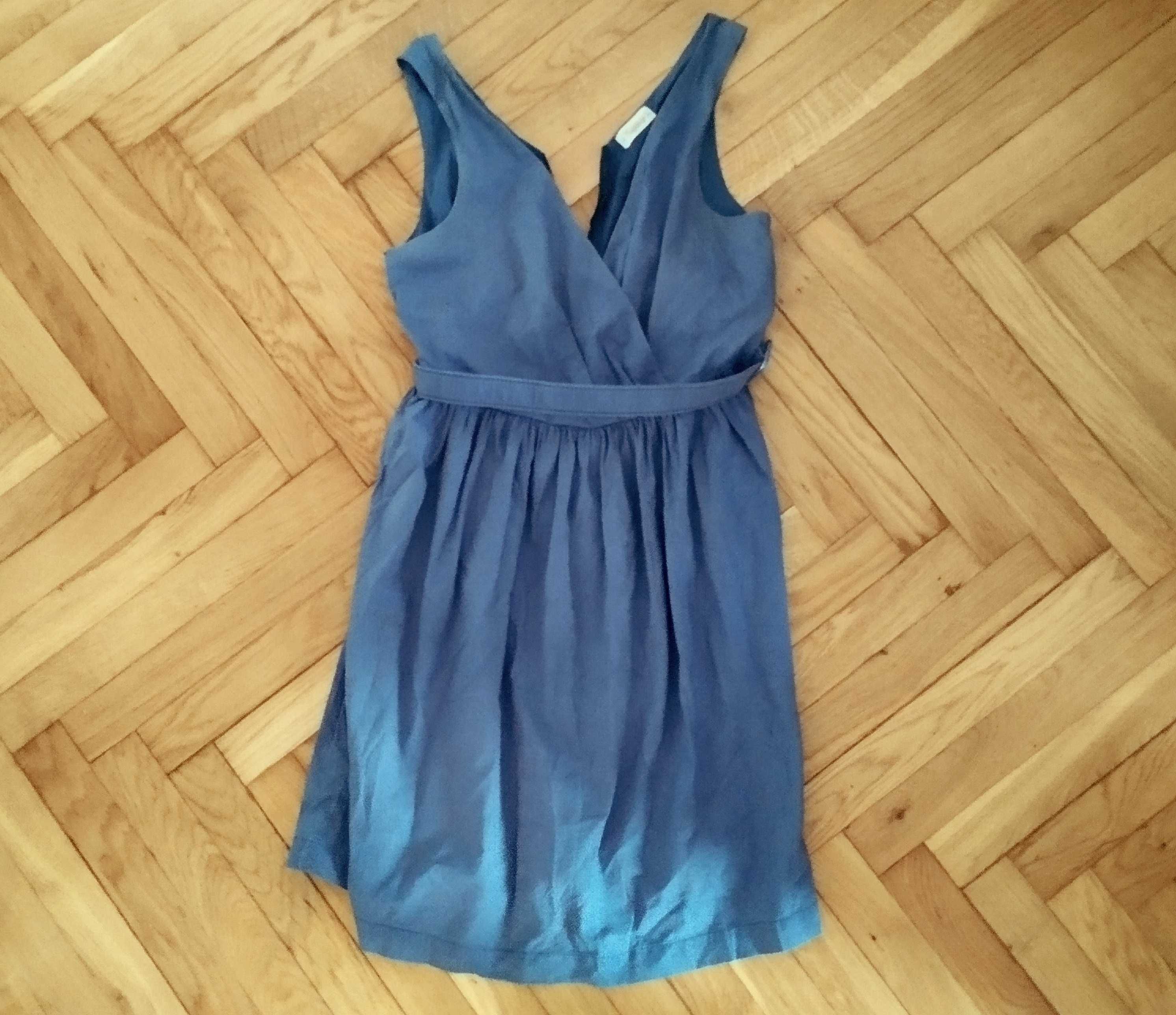 Sukienka Pull&Bear roz. M (38) niebieska w błękitne kropki z paskiem
