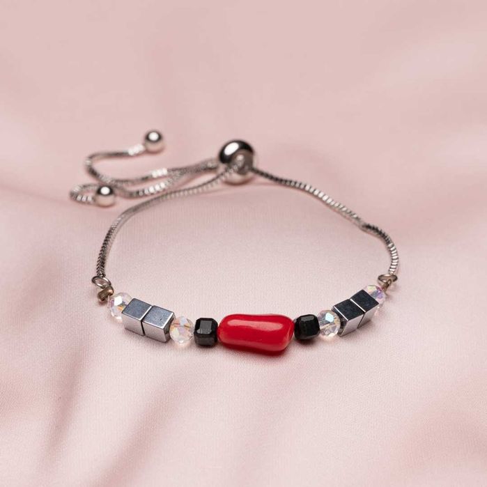 bransoletka damska koral onyks hematyt