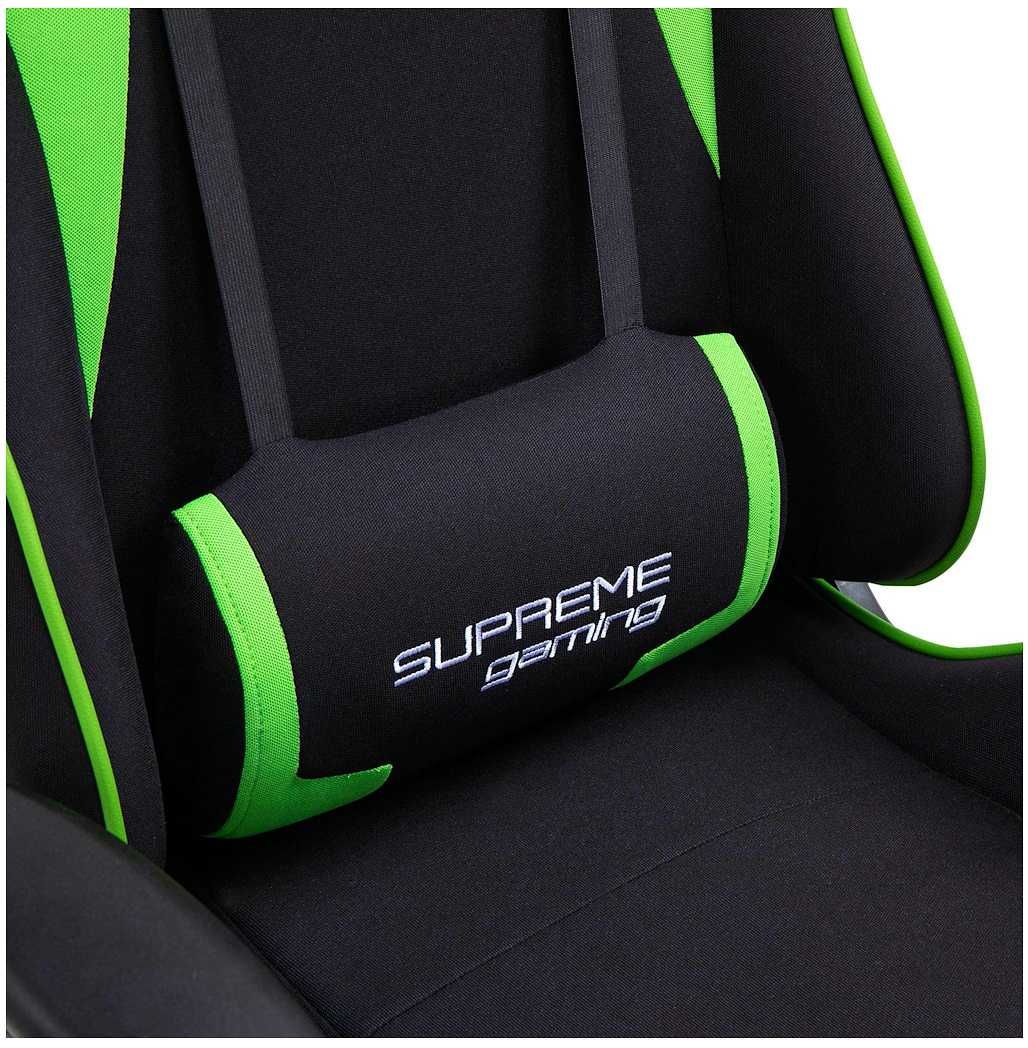 Krzesło Gracza Fotel Gamingowy PlayMaker z tkaniny Czarno-Zielony