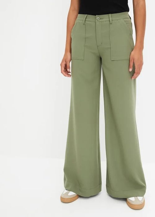 B.P.C spodnie elastyczne zielone szerokie wide leg ^46
