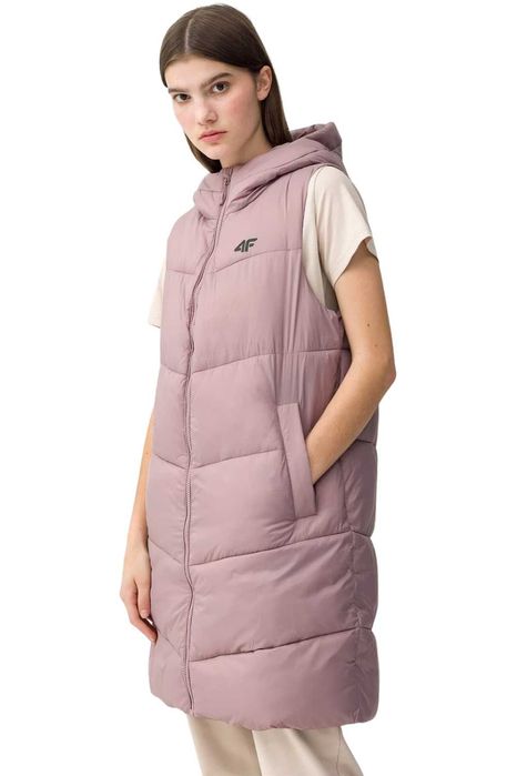 Długi bezrękawnik puch wypełnienie syntetyk damski 4F: różne rozmiary