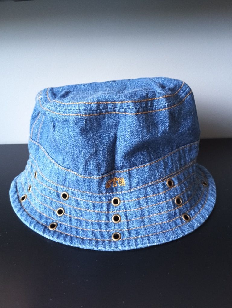 Bucket hat kapelusz jeansowy z napami Lindex 54-56cm denim