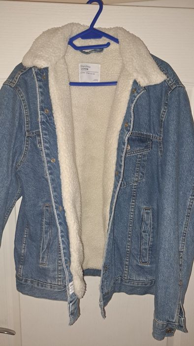 Męska jeansowe kurtka z kożuszkiem, Bershka, rozm. M