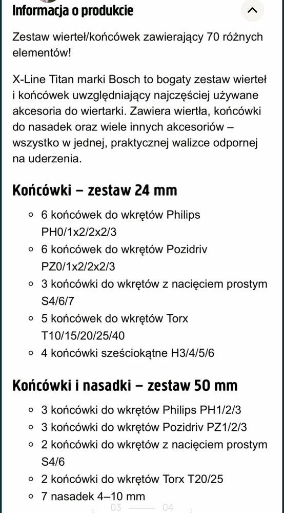 Zestaw wierteł/końcówek Bosch