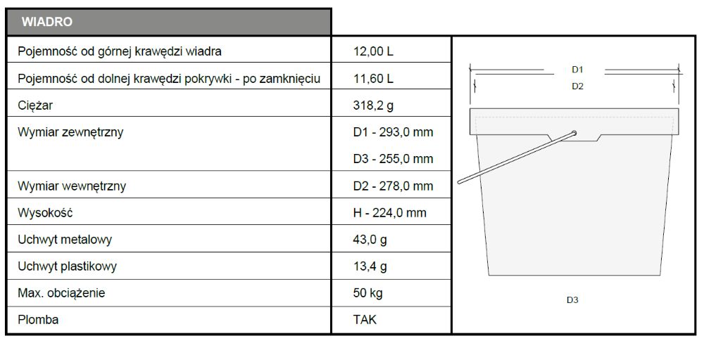 NOWE Wiaderko /wiadro plastikowe 11 litrów atesty