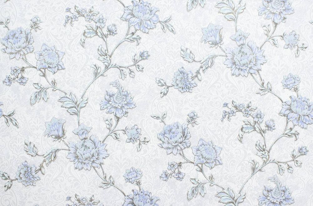 Вінілові сіро блакитні шпалери для залу і спальні LS Елегія