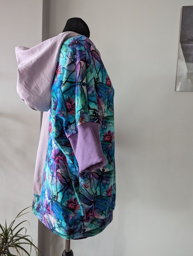 Auri&Lili nowa wiosenna bluza oversize w ważki handmade L 40