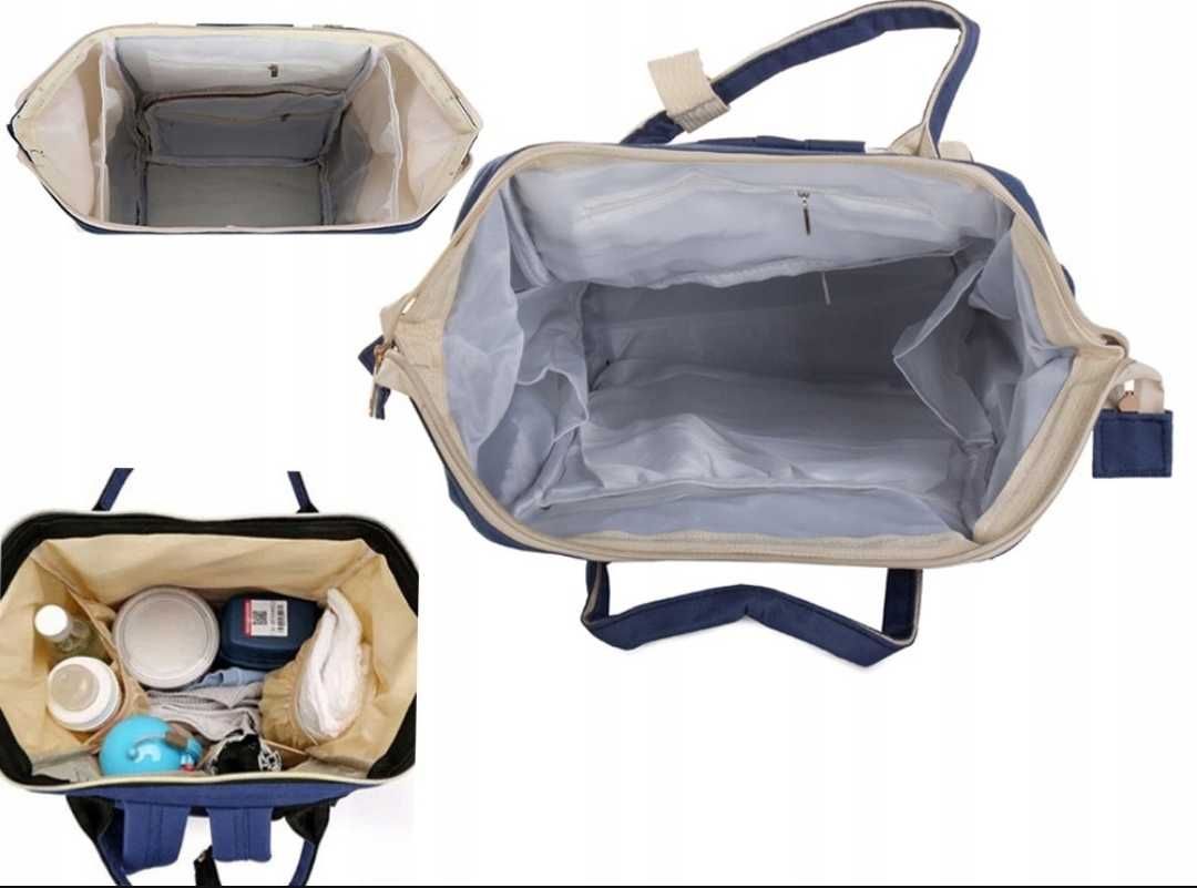 Granatowa torba do wózka, plecak, organizer - 3w1