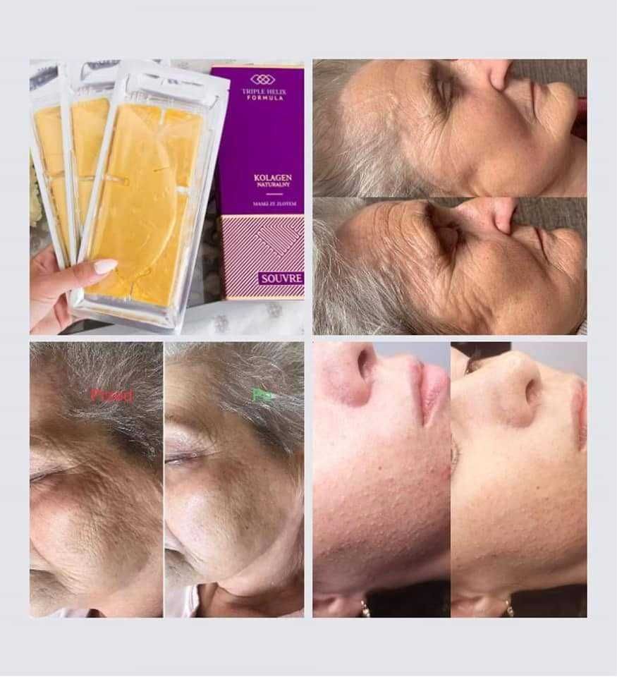 Maski ze złotem Souvre złote maski złoto koloidalne 3 szt lifting glow