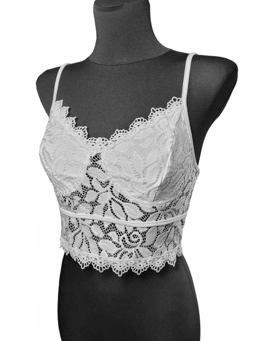 Nowy biały koronkowy top croptop 36,S Shein