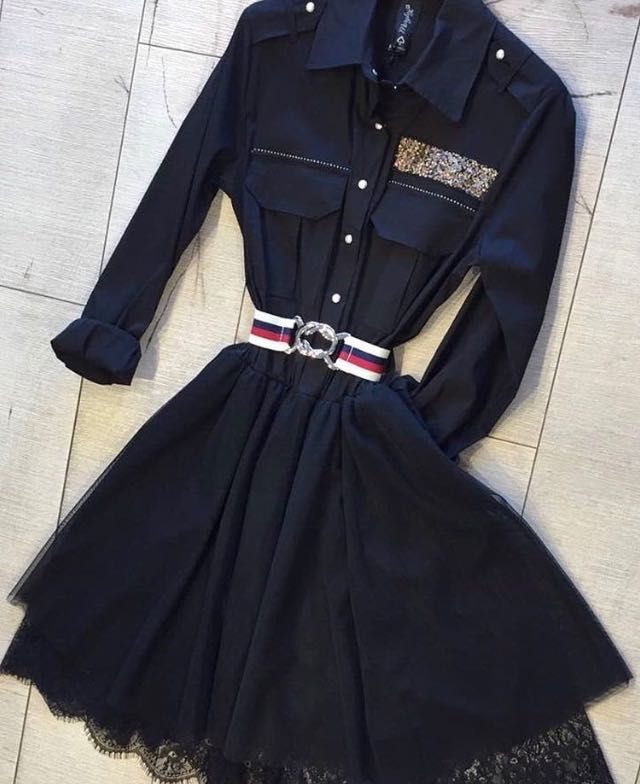 Неймовірна сукня Maryley чорна з мереживом поясом котонова платье S