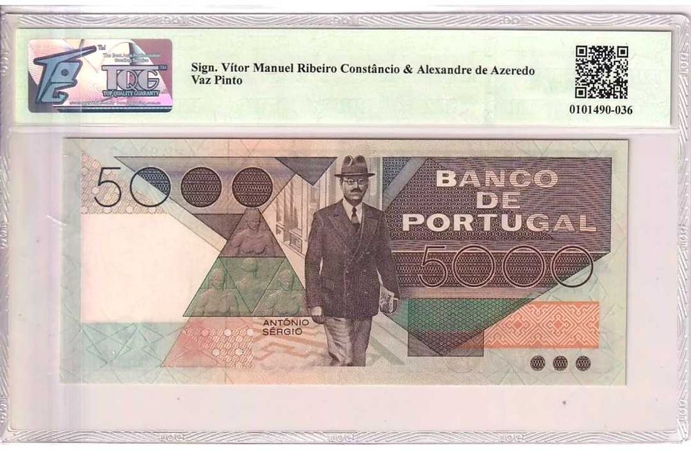 Nota Nova PMG - 5000 Escudos - 1985 - 40 anos