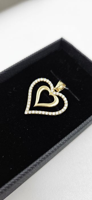 Złota zawieszka serce z cyrkoniami 585 GOLD MONEY