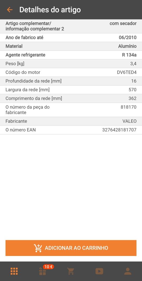 Condensador Ar Condicionado NOVO - citroen C4