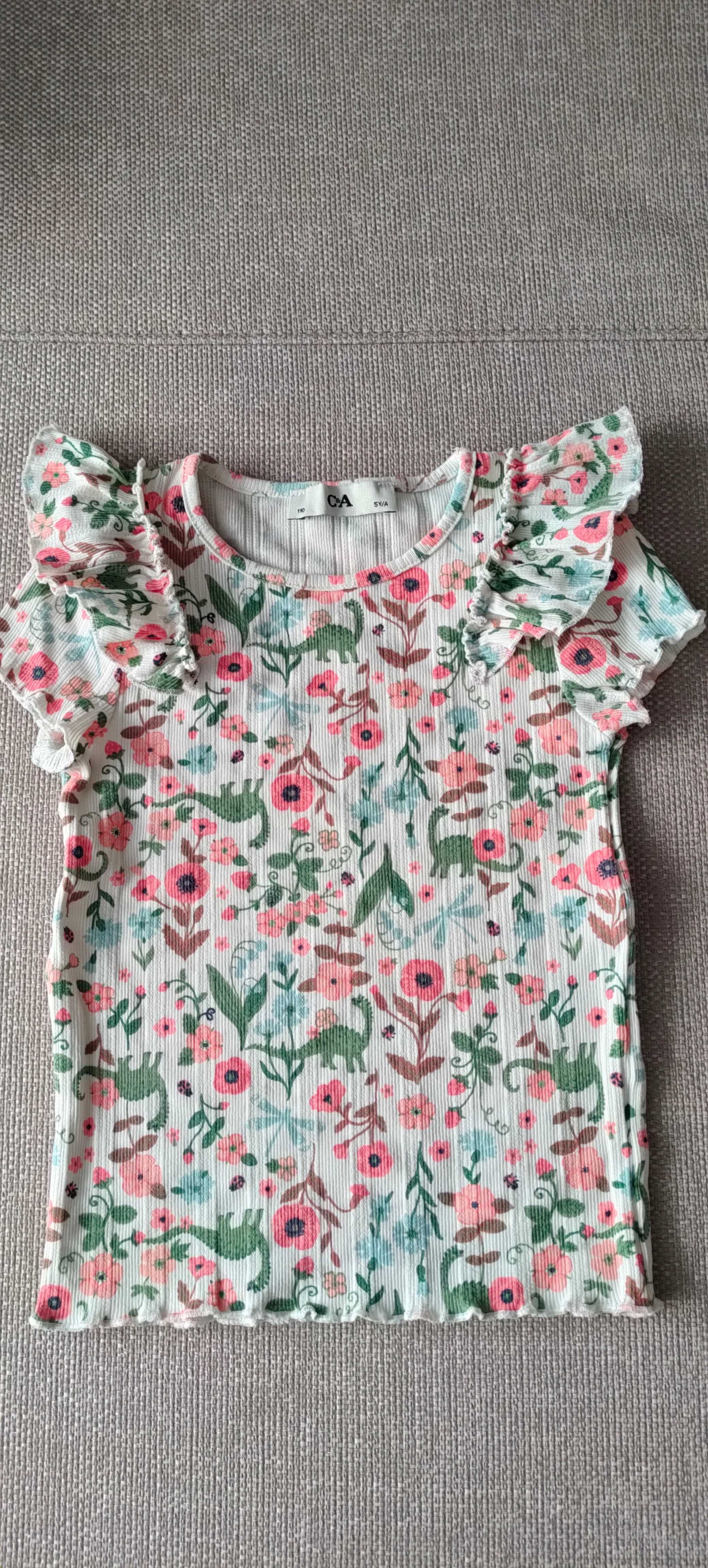 T-shirt prążki dla dziewczynki, C&A, rozmiar 104/110