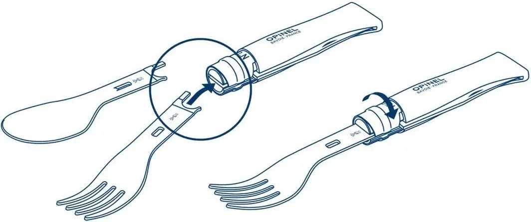 Набор столовых приборов Opinel №8 VRI Picnic+ (Нож, вилка, ложка)