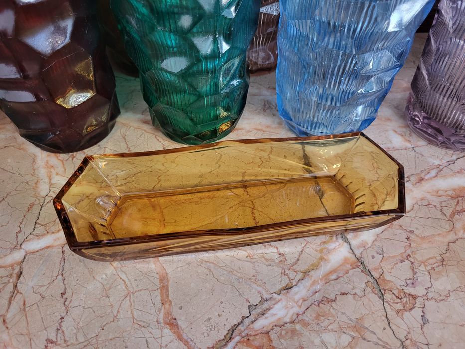 Szklana przedwojenna podstawka Moser