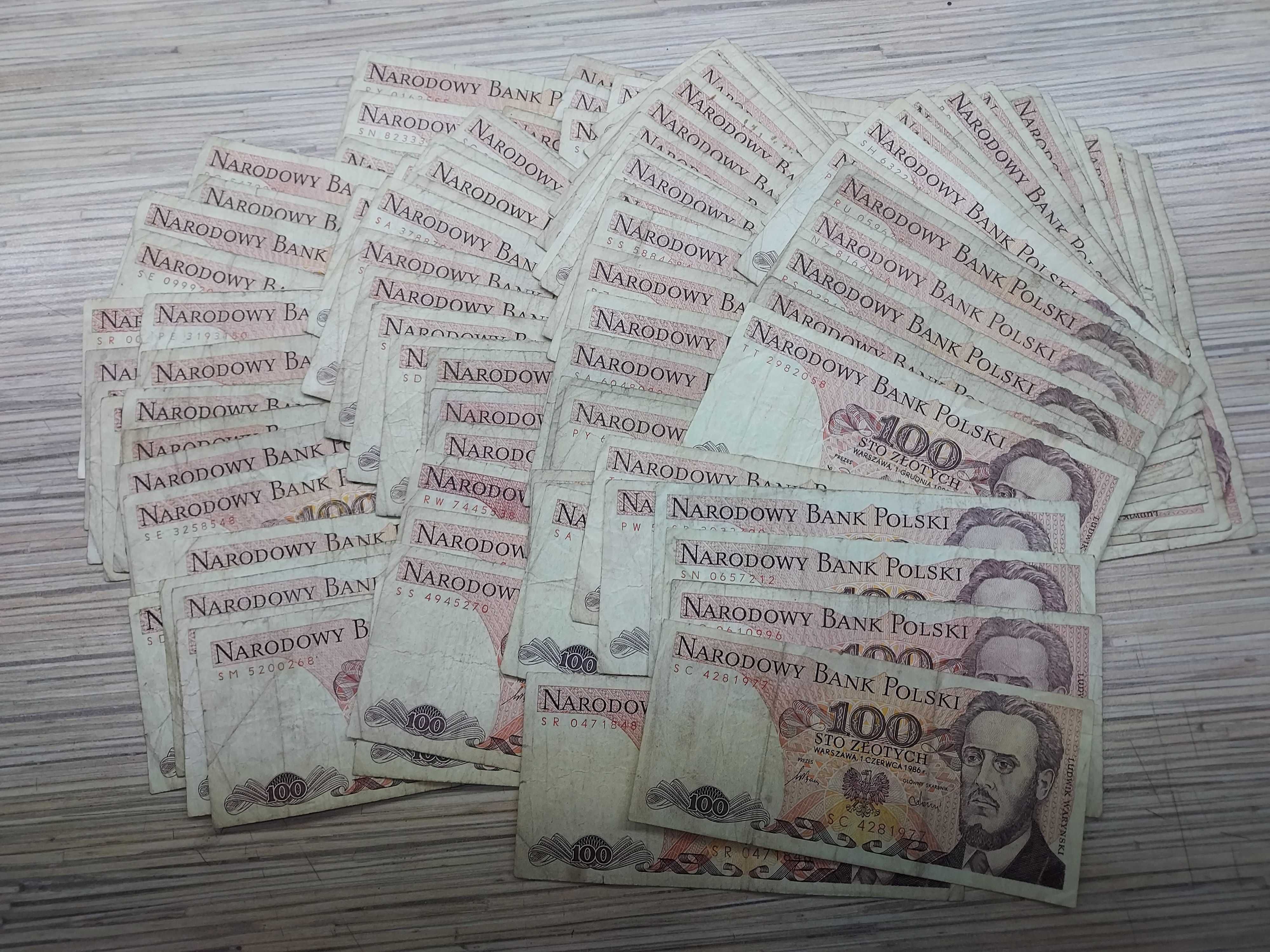 oryginalne banknoty obiegowe z prl-u 100 sztuk