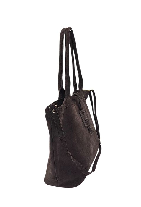 Torebka damska skórzana zamsz czekoladowy brąz