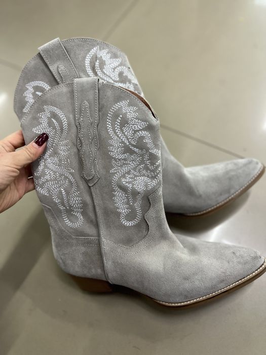 Нові стильні казаки шкіряні шоколад чоботи черевики 41 бургунді Zara