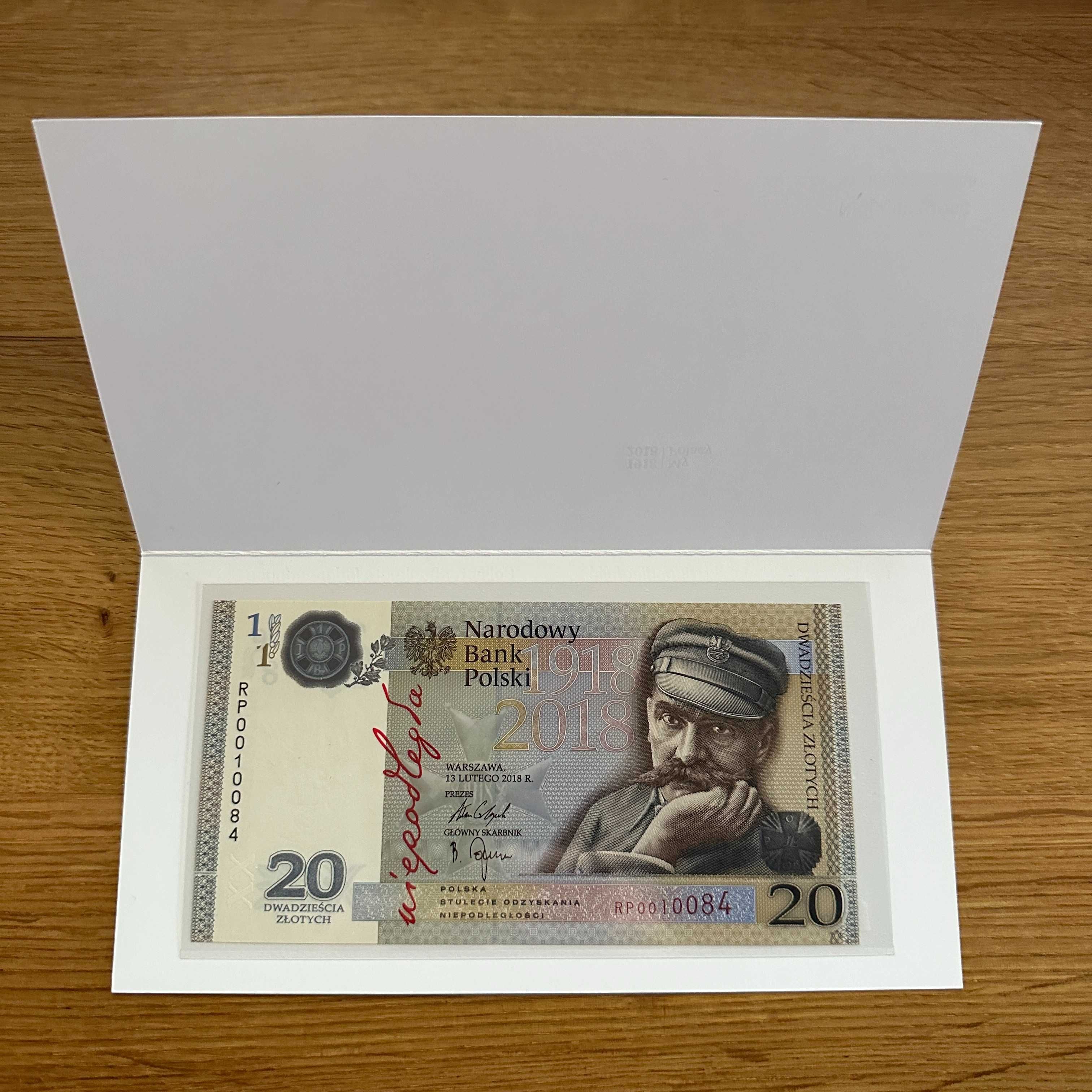 20zł Niepodległość nr. 10084 banknot UNC + folder
