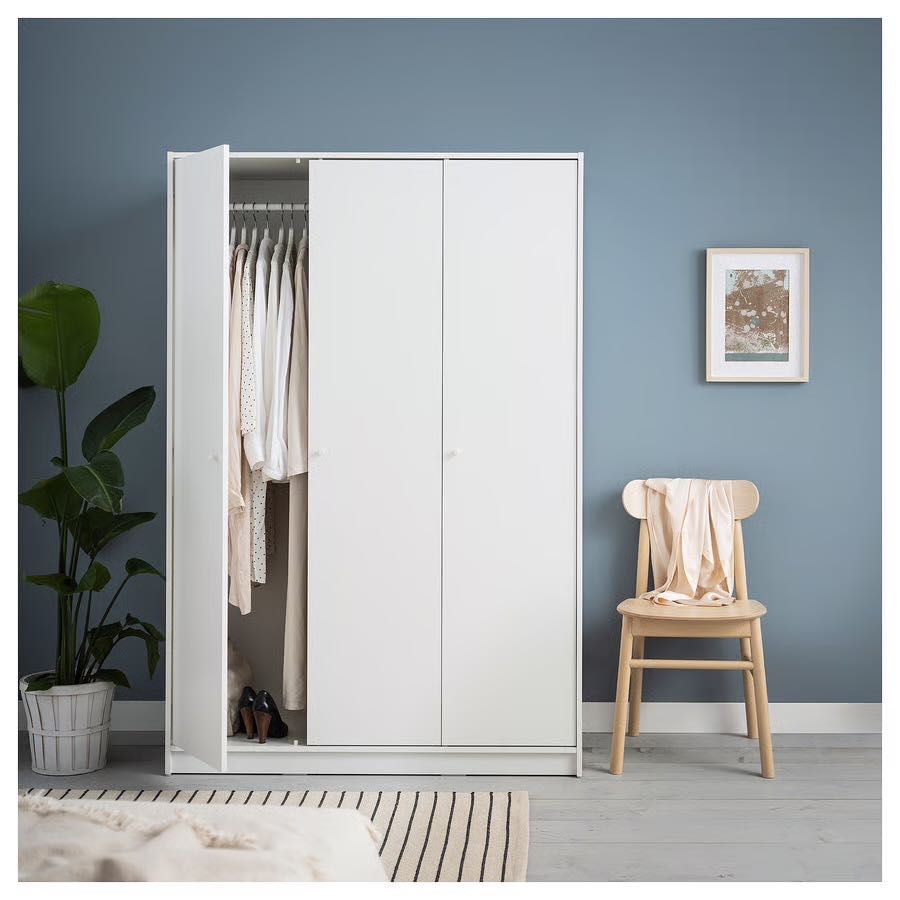 Roupeiro c/3 portas, branco, 117x176 cm
