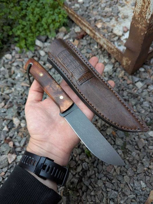 Нож ручной работы "Охотник" сталь австрийская К110 чехол кожа
