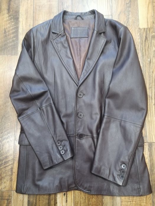 Мужской кожаный пиджак XXL