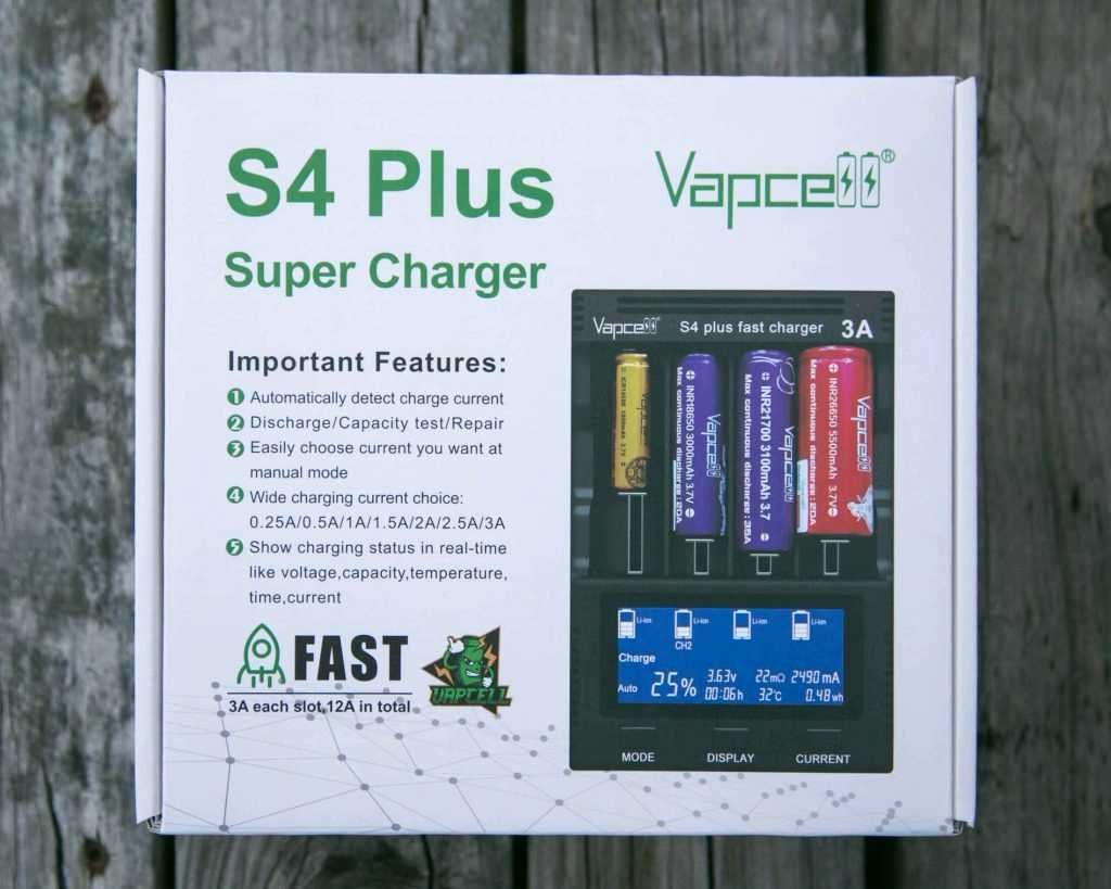 Зарядний пристрій Vapcell S4 Plus v.2 з блоком живлення 12V 5A