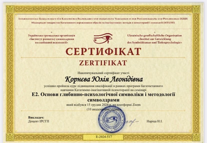 Психолог, психотерапевт, символдрама, консультація