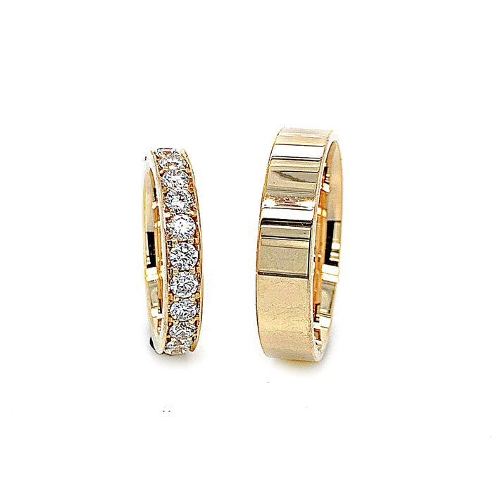 Obrączka z diamentami rząd dookoła szerokość 3.5 mm złoto 585 14K