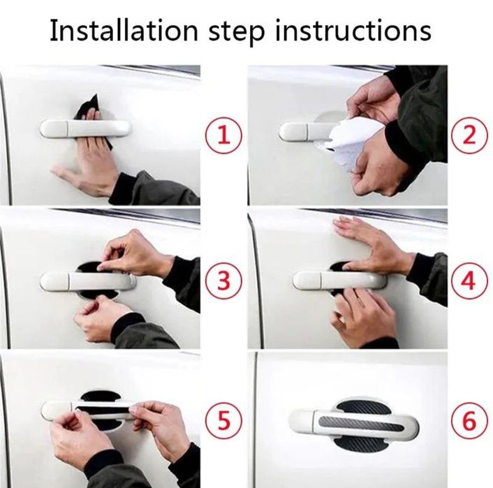 Захисні наклейки на ручки авто Карбон