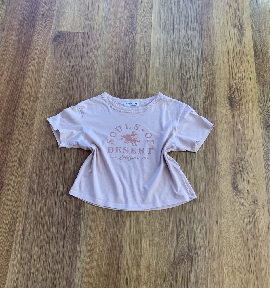Bawełniana bluzka crop top pudrowy róż