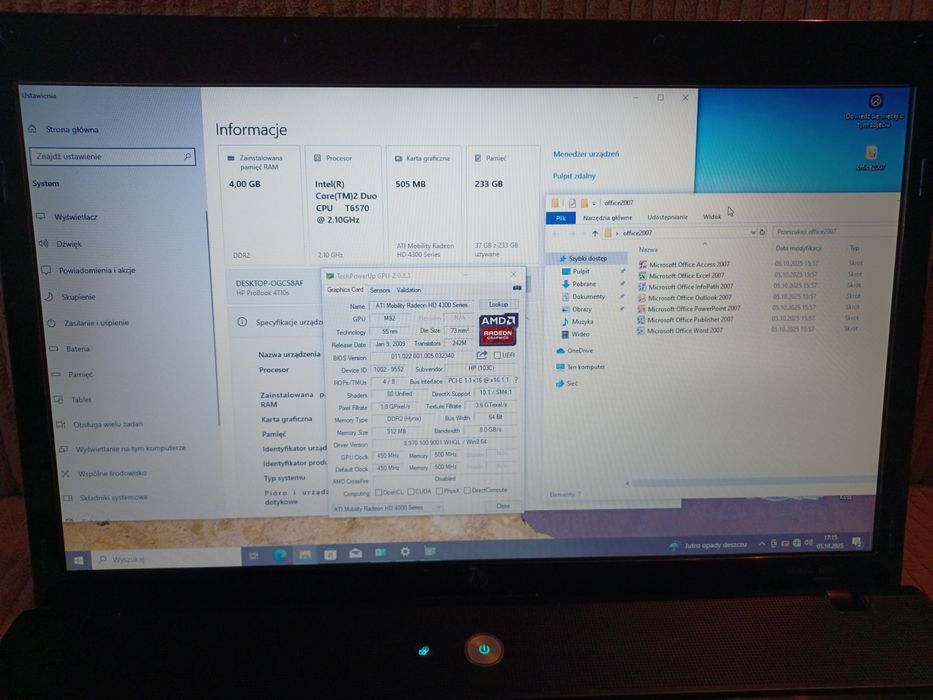 Laptop hp probook 4710s 17.3