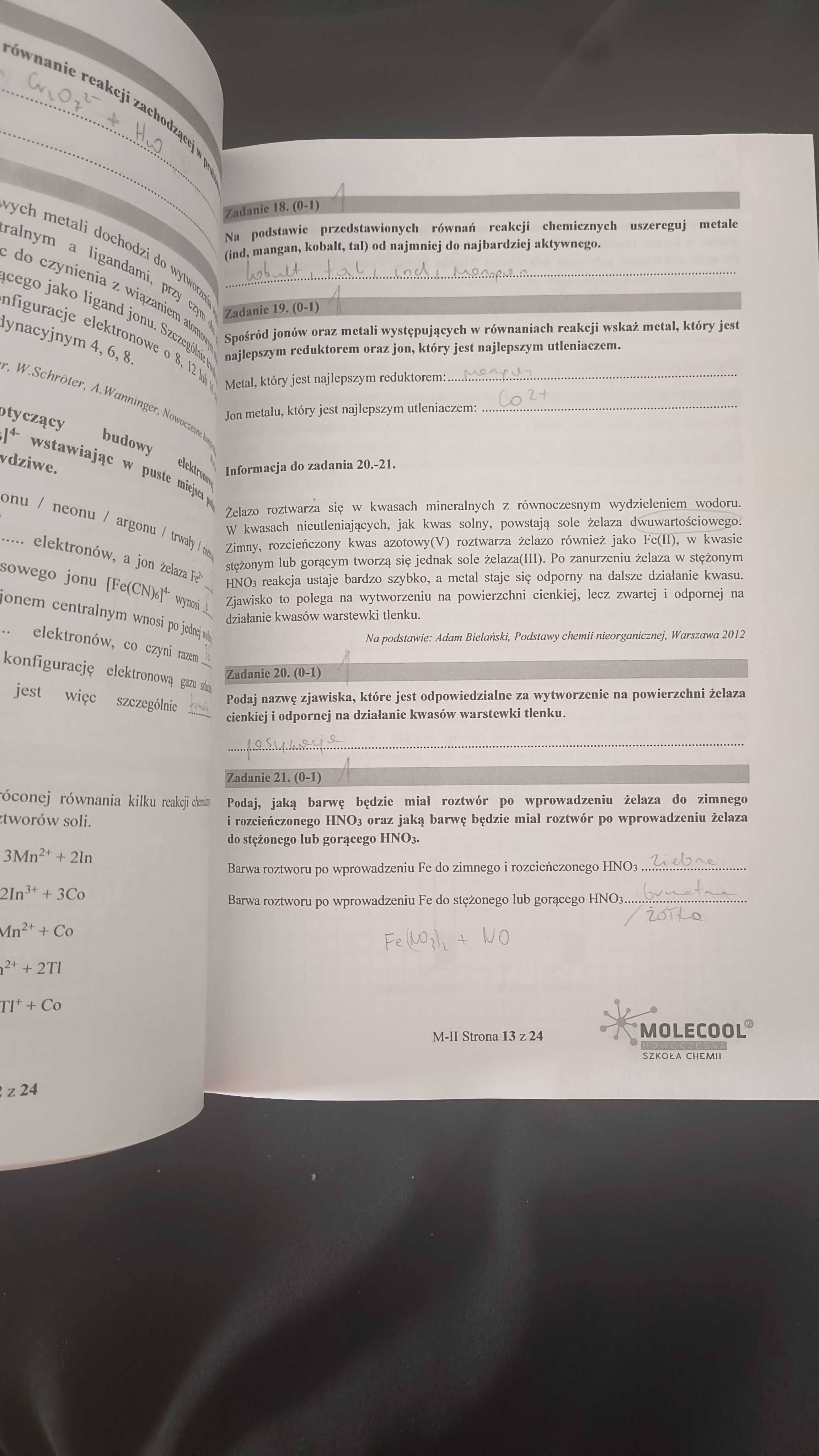 Arkusze maturalne molecool CHEMIA