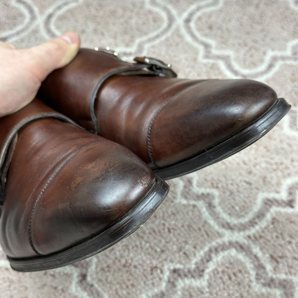 Magnanni Arturi Double monk strap cap toe leather shoes buty skórzane