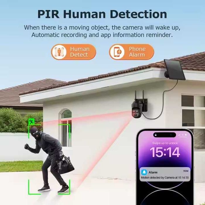 KAMERA SOLARNA FOTOPUŁAPKA na kartę SIM 4G 2K 6MP podgląd na telefonie