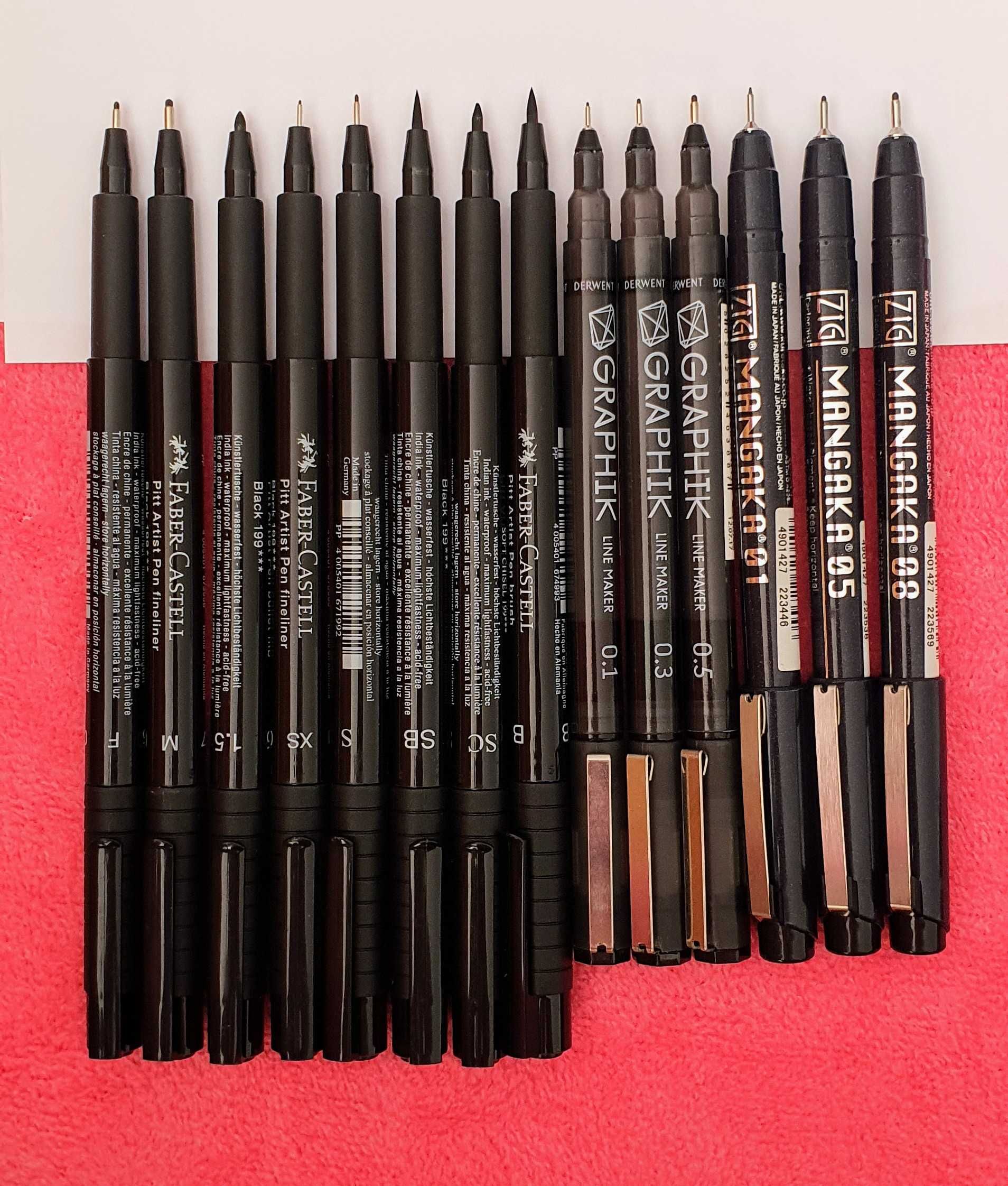 Derwent Graphik Zig Mangaka Faber Castell Pitt zestaw czarny black