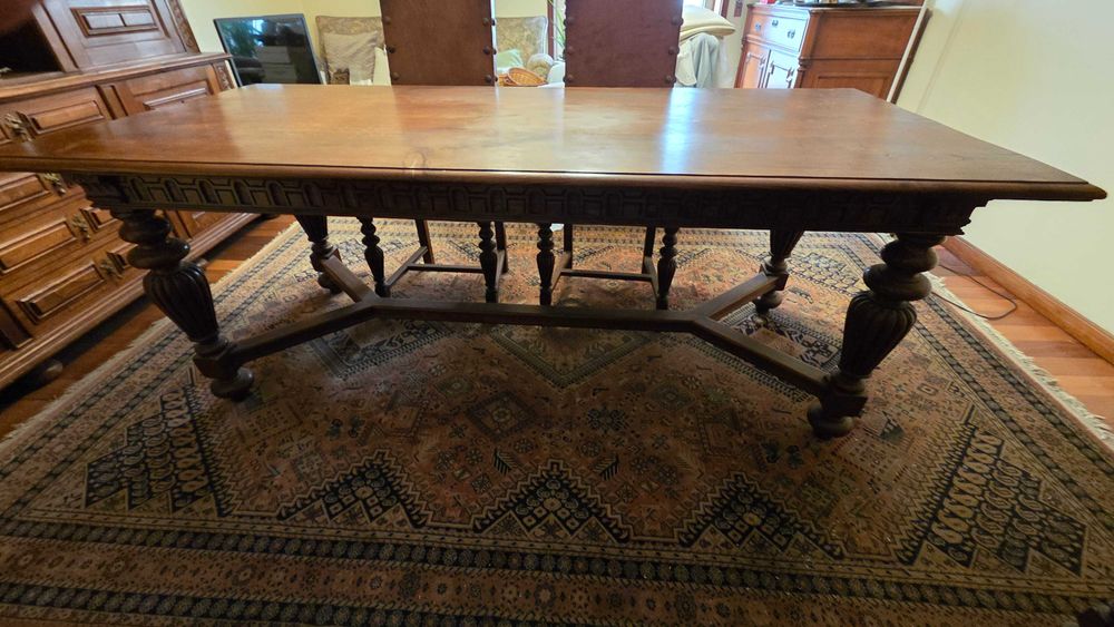Mesa de Sala  200x90 com 6 cadeiras vintage