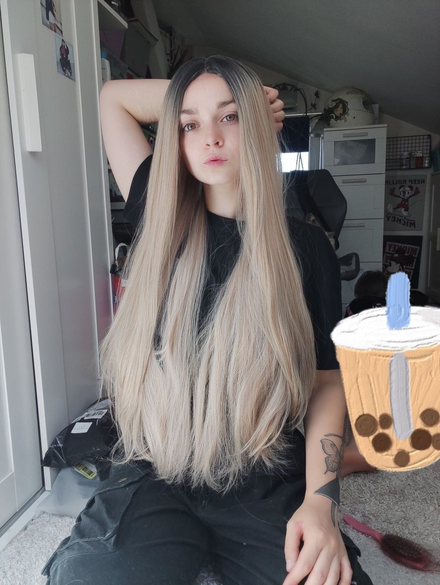 Peruka WIG długa ombre sombre blond brąz lace front