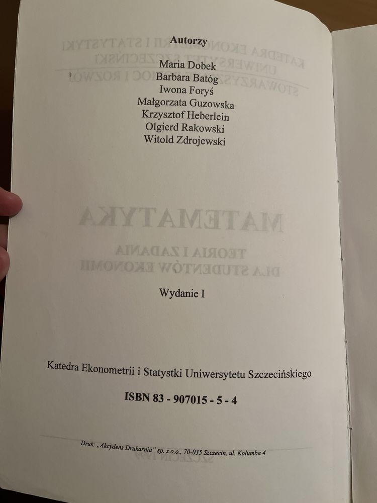 Matematyka teoria i zadania dla studentów ekonomii