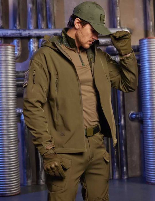 Тактичний костюм soft shell (Койот Чорний Синій Мультикам) софт шел