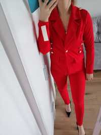Nowy Zestaw komplet garnitur czerwony spodnie guziki marynarka