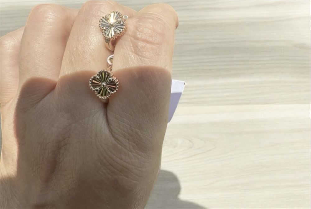Золоті сережки під стиль Van Cleef,585 проба