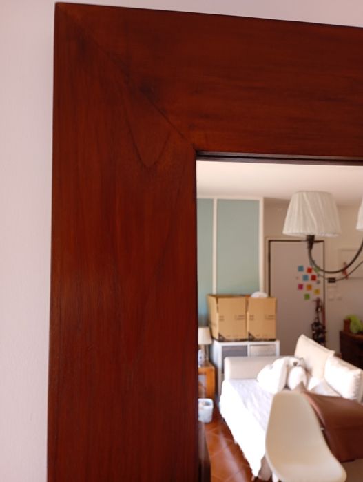 Espelho rectangular moldura madeira maciça