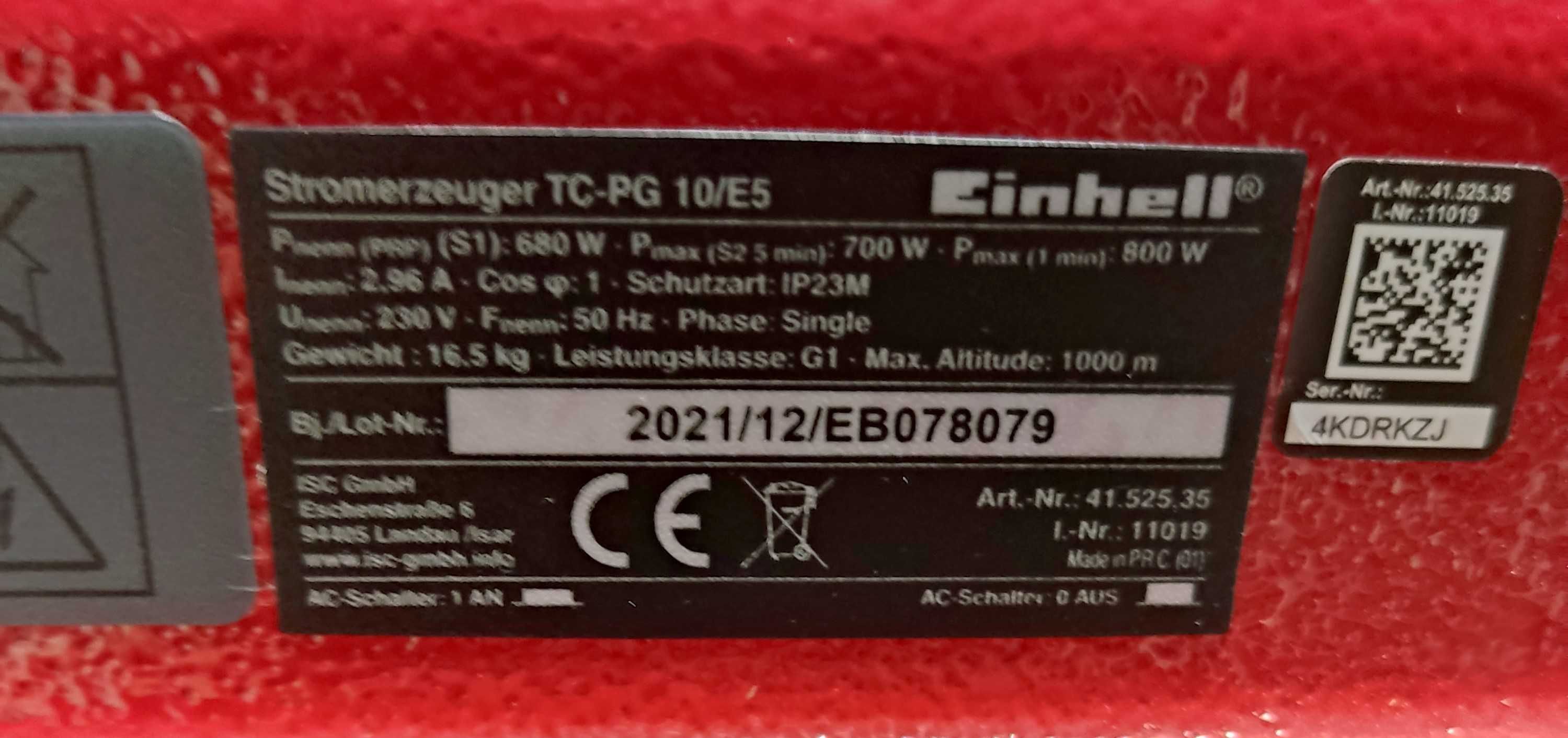 Генератор Einhell TC-PG 800Вт TC-PG 10/E5. БУ и есть Новые.