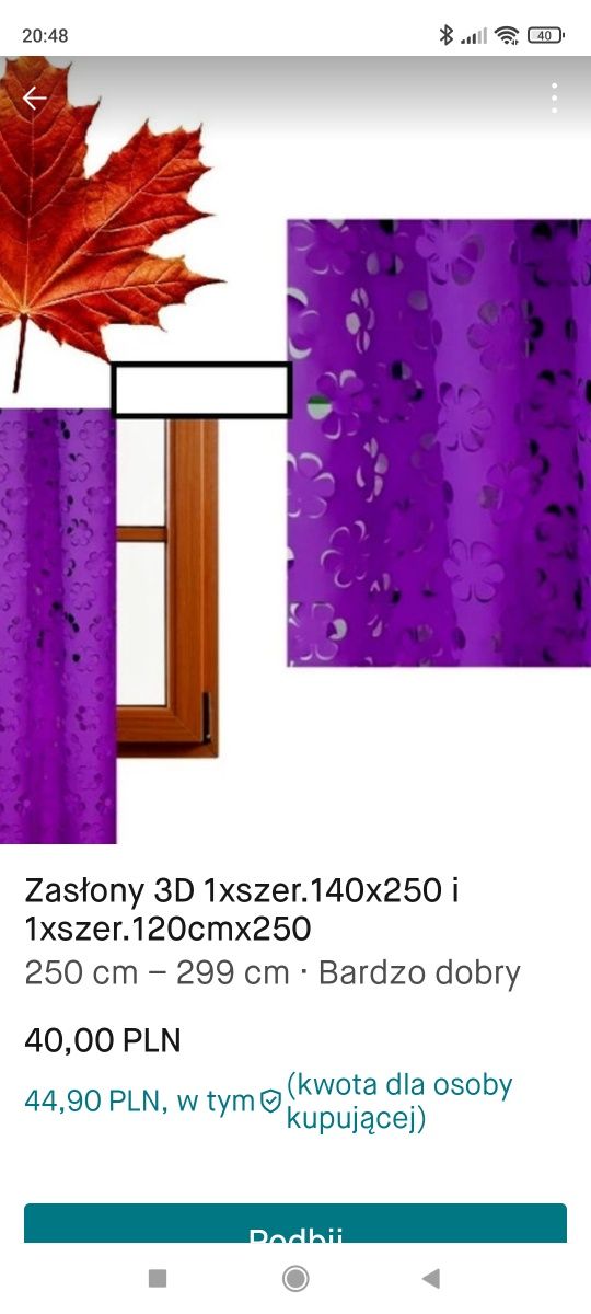 Zasłony 260x250 fiolet