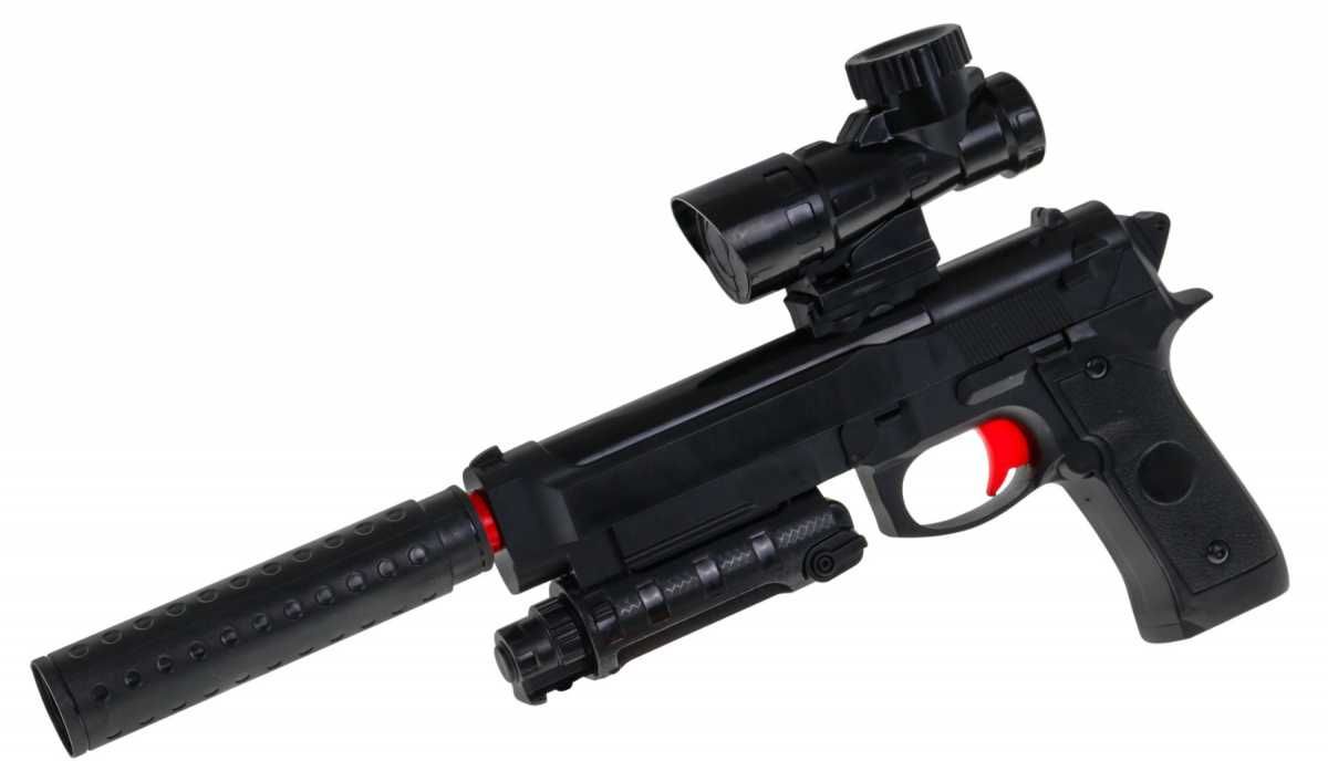 Pistolet dla dzieci 6+ + Tłumik + Celownik + Kulki z hydrożelem G920A