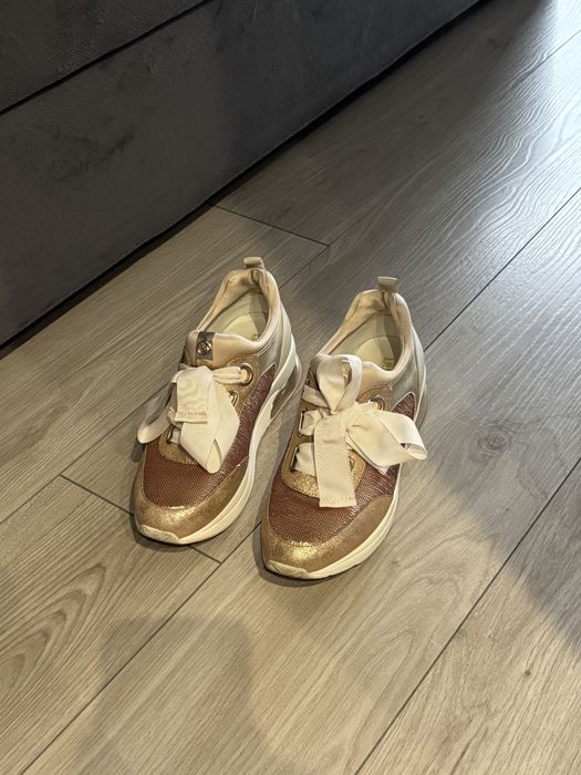 Adidasy Liu Jo 40 sneakersy wstazki zlote eleganckiep