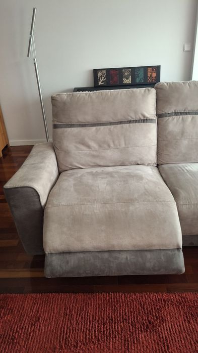 Sofa 3 lugares microfibra elétrico com chaise longue